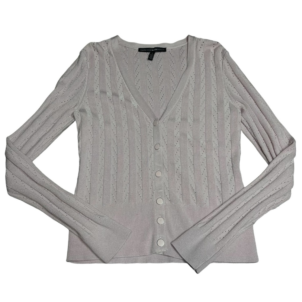 White House Black Market Pink Eyelet Cardigan Small